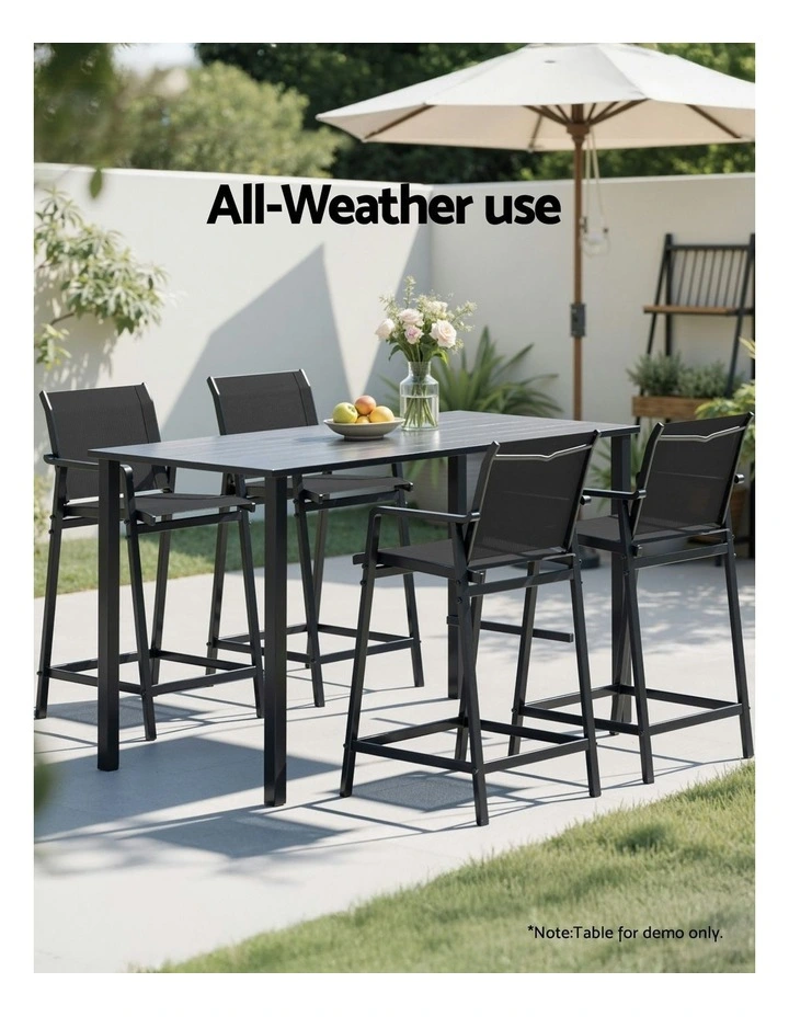 Outdoor Bar Stools Dining Chairs 2 Pieces in Black image 7
