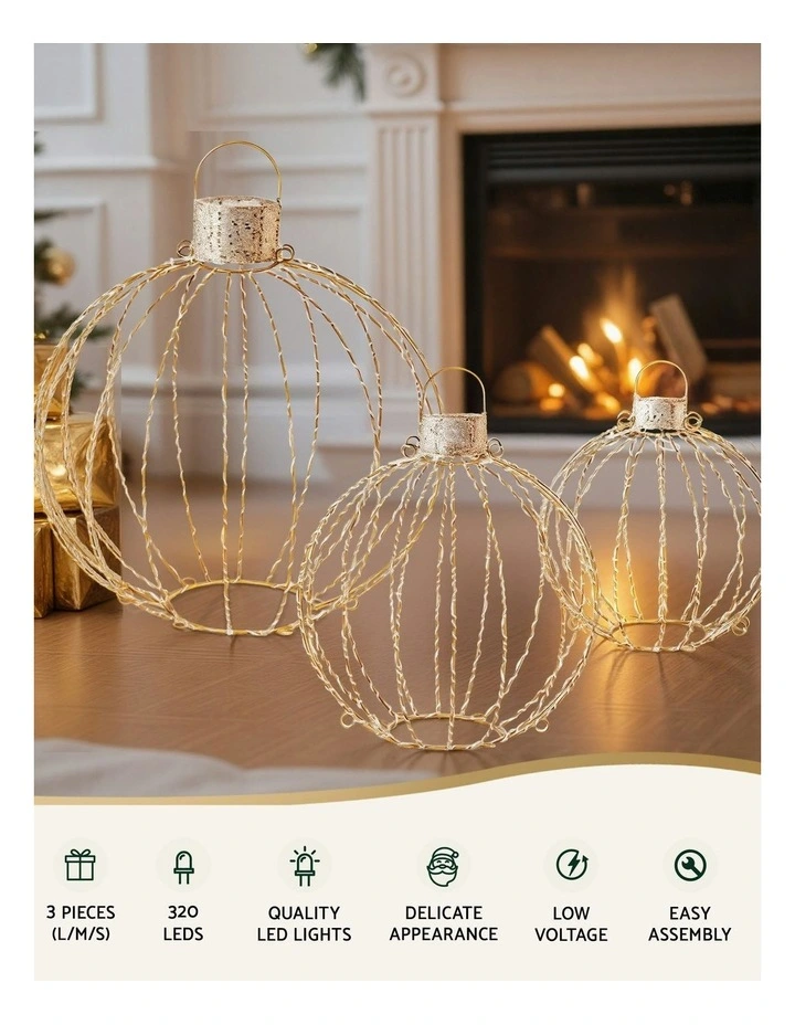 Christmas Lights 320 Led Fairy Light 3pcs Ball Decorations Set image 4