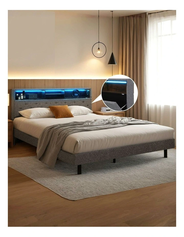 Queen Size Storage Bed Frame in Grey image 3