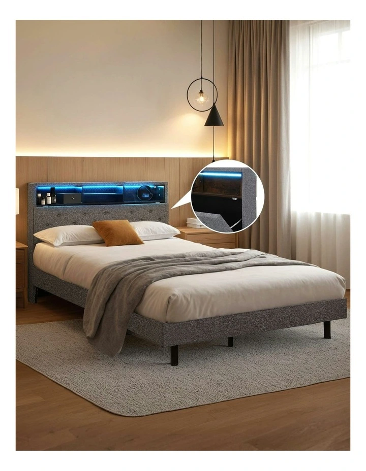 King Single Storage Bed Frame in Grey image 3