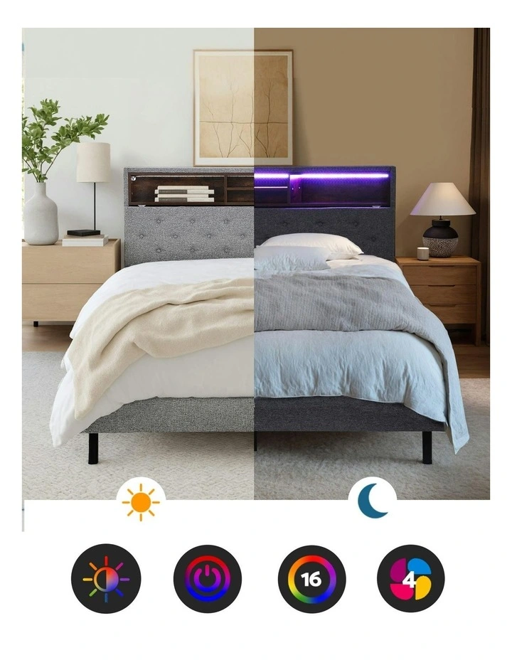 King Single Storage Bed Frame in Grey image 5