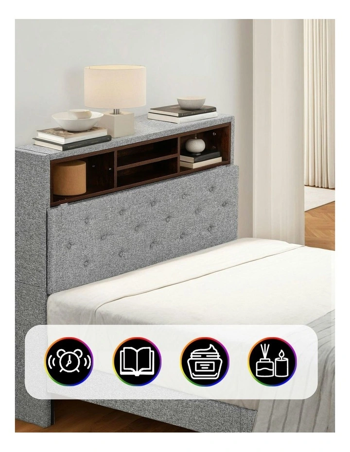 King Single Storage Bed Frame in Grey image 6