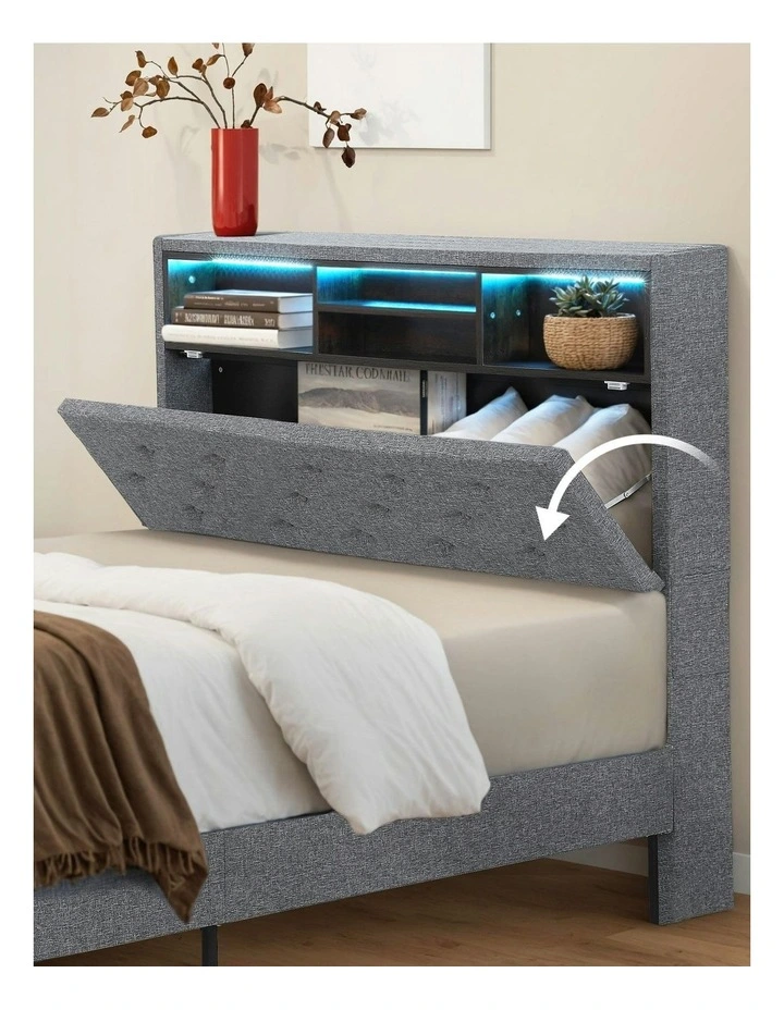 King Single Storage Bed Frame in Grey image 7