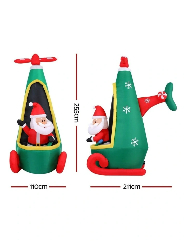 Christmas Inflatable Santa in Helicopter 2.55M Height in Multi image 4