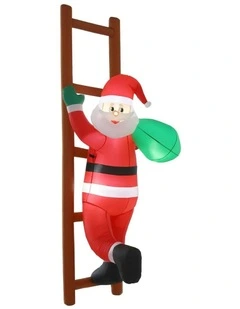 Christmas Inflatable Santa Climbing Ladder 2.45M Height in Multi