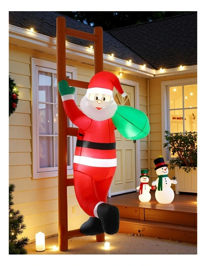 Christmas Inflatable Santa Climbing Ladder 2.45M Height in Multi image 3