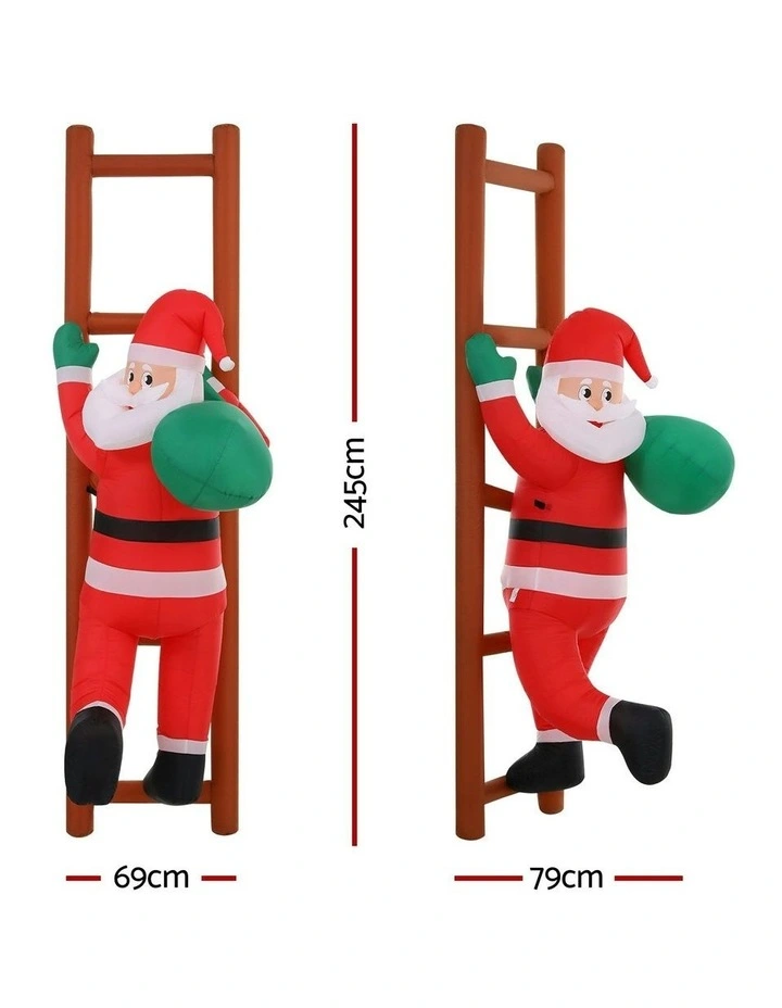 Christmas Inflatable Santa Climbing Ladder 2.45M Height in Multi image 4