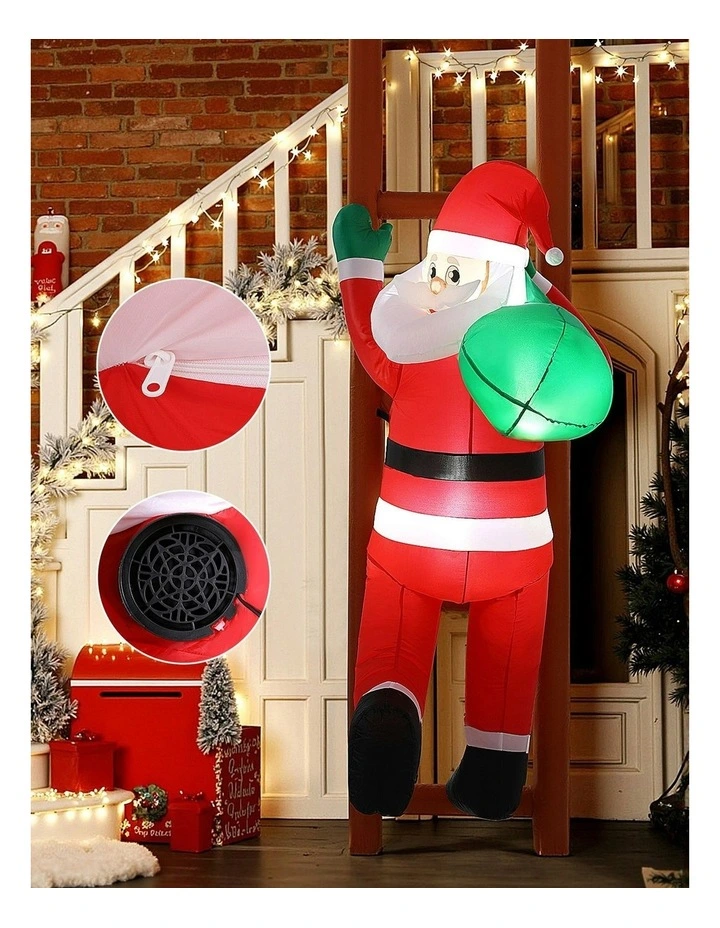 Christmas Inflatable Santa Climbing Ladder 2.45M Height in Multi image 6