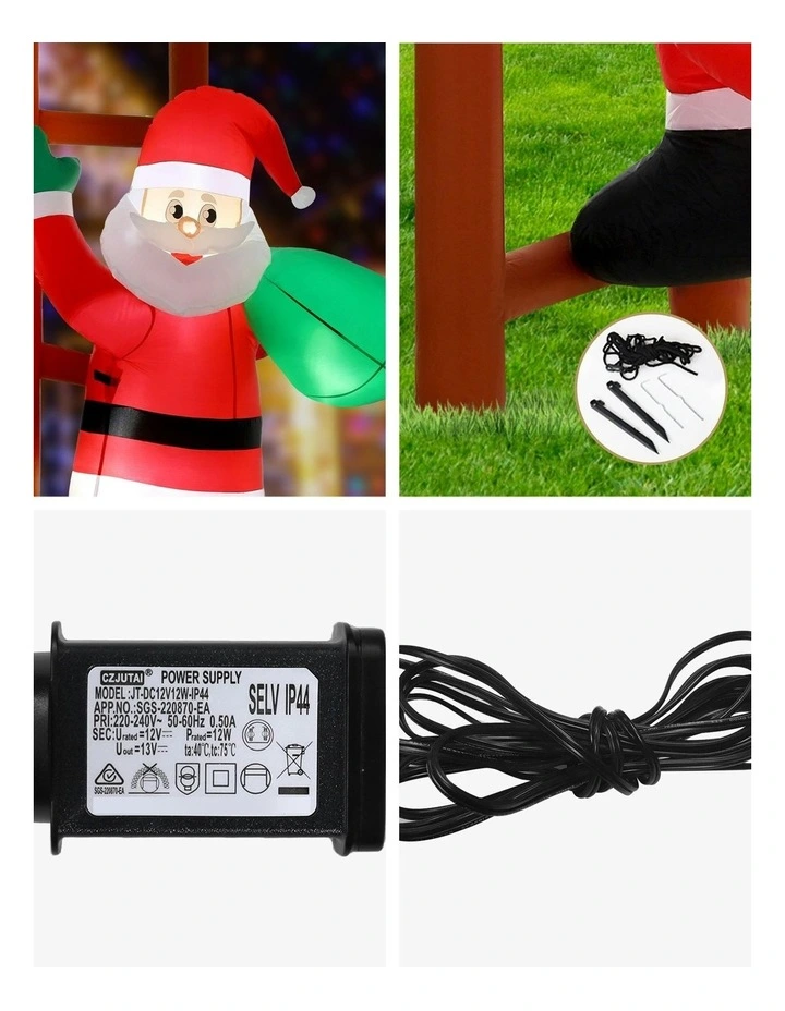 Christmas Inflatable Santa Climbing Ladder 2.45M Height in Multi image 7