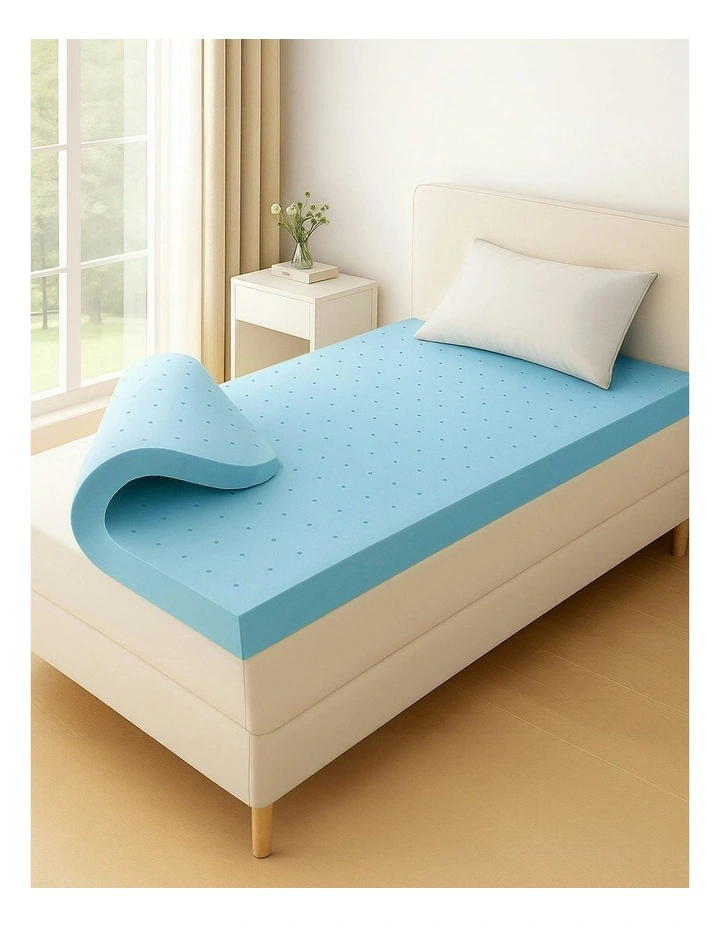 Memory Foam Mattress Topper in Blue image 3