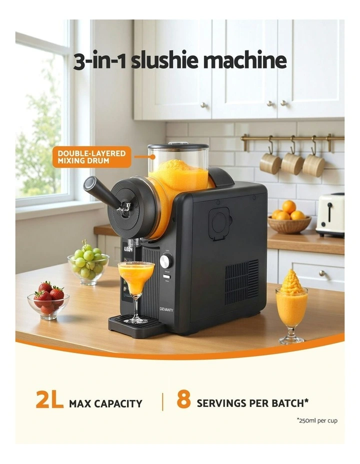 Slushie Machine Ice Cream Maker Frozen Smoothies Milkshakes 2L in Black image 5