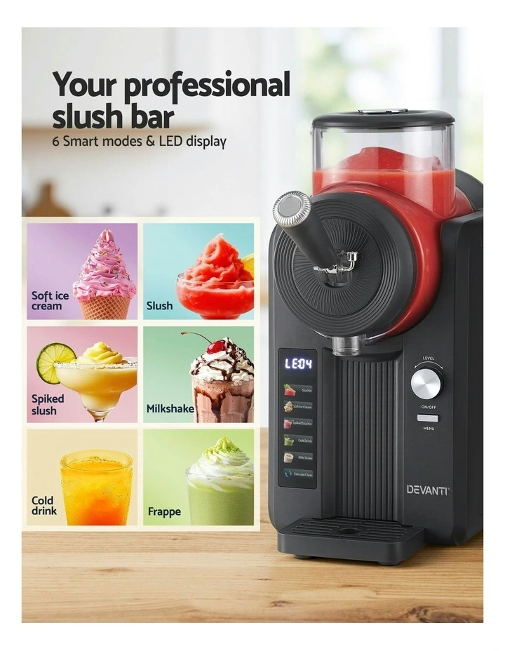 Slushie Machine Ice Cream Maker Frozen Smoothies Milkshakes 2L in Black image 7