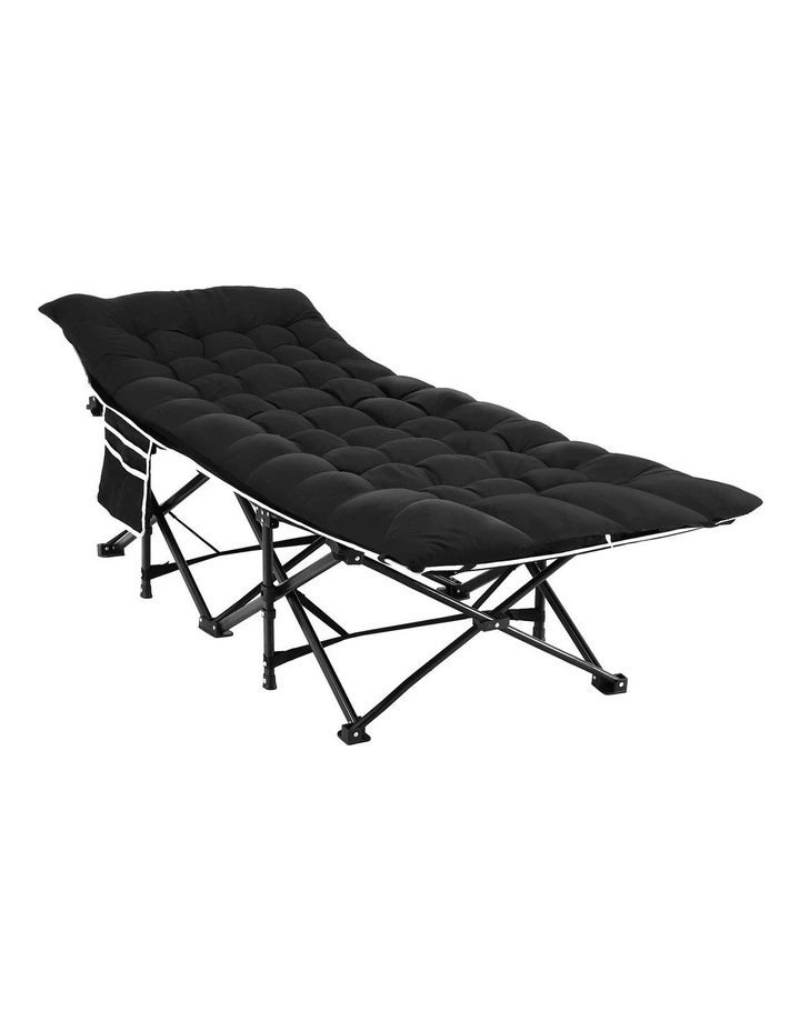 Folding Bed With Mattress 185cm in Black image 1