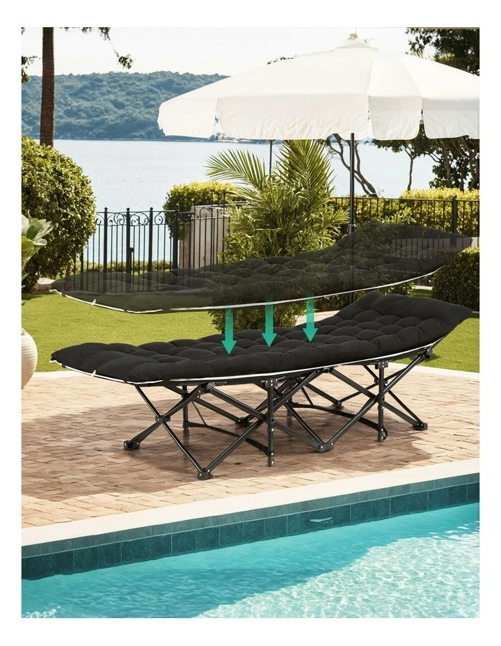 Folding Bed With Mattress 185cm in Black image 6