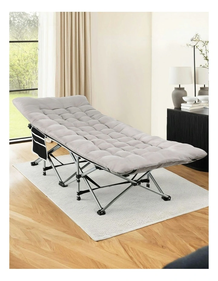 Folding Bed With Mattress 185cm in Grey image 3