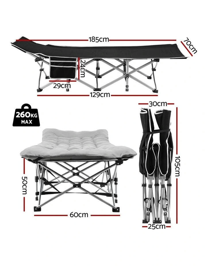 Folding Bed With Mattress 185cm in Grey image 4