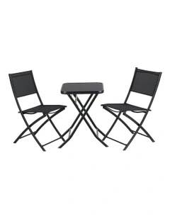 Garden Outdoor Steel Bistro Set Folding Table and Chairs Patio Furniture in Black