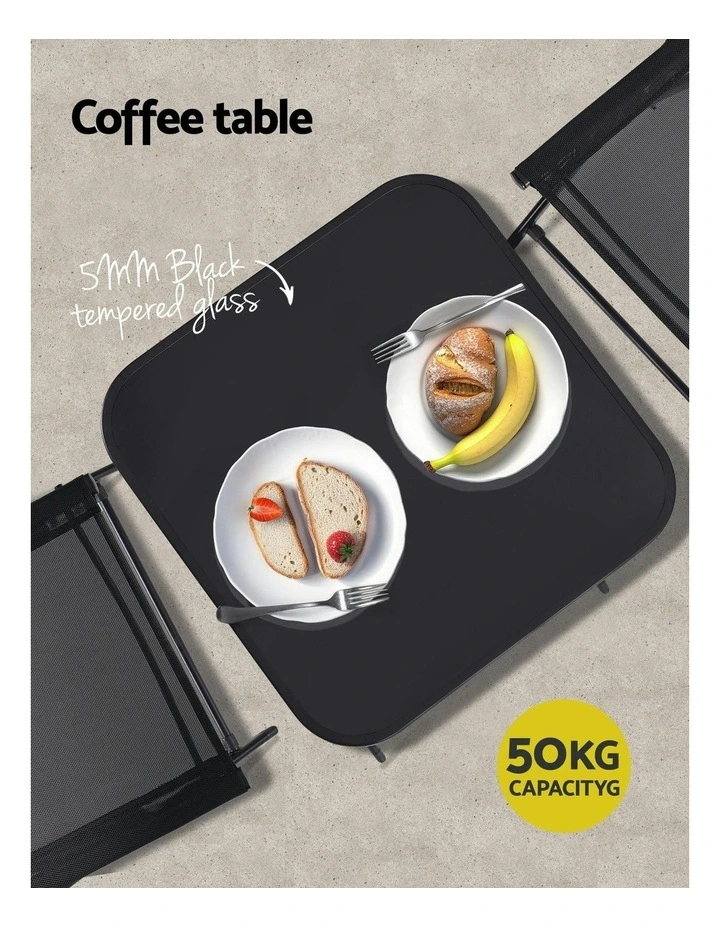 Garden Outdoor Steel Bistro Set Folding Table and Chairs Patio Furniture in Black image 6