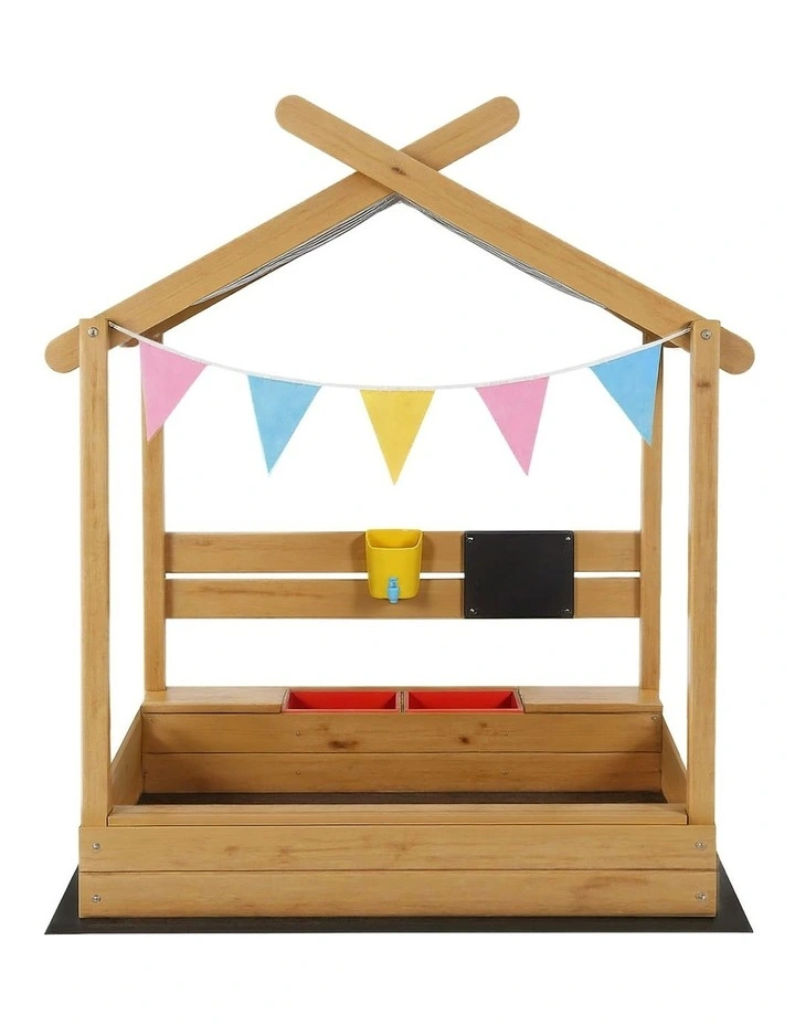 Sandpit Wooden Sandbox Water Basin Toys 146cm image 2