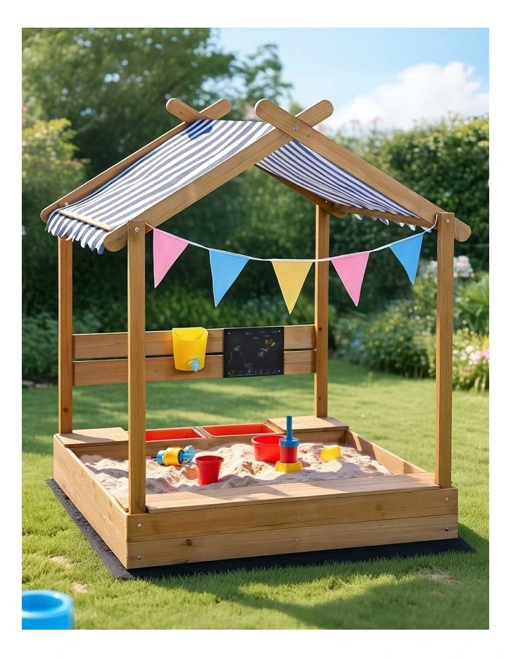 Sandpit Wooden Sandbox Water Basin Toys 146cm image 3