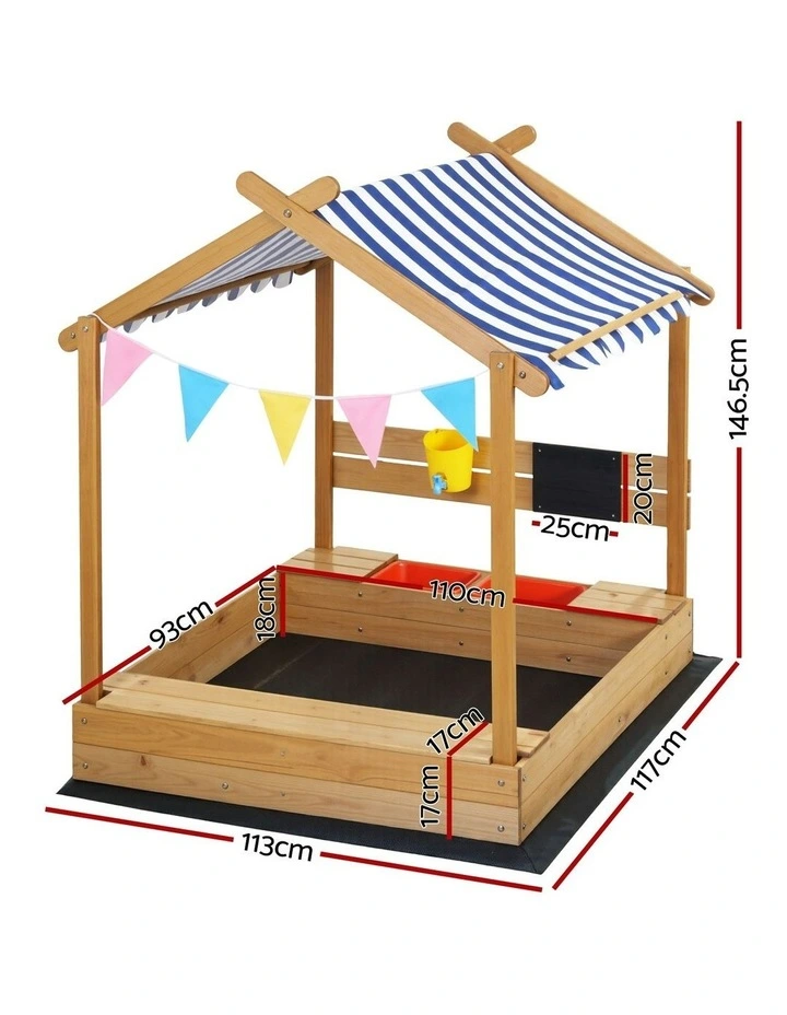 Sandpit Wooden Sandbox Water Basin Toys 146cm image 4