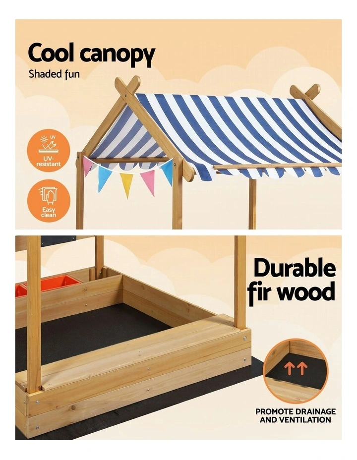 Sandpit Wooden Sandbox Water Basin Toys 146cm image 5