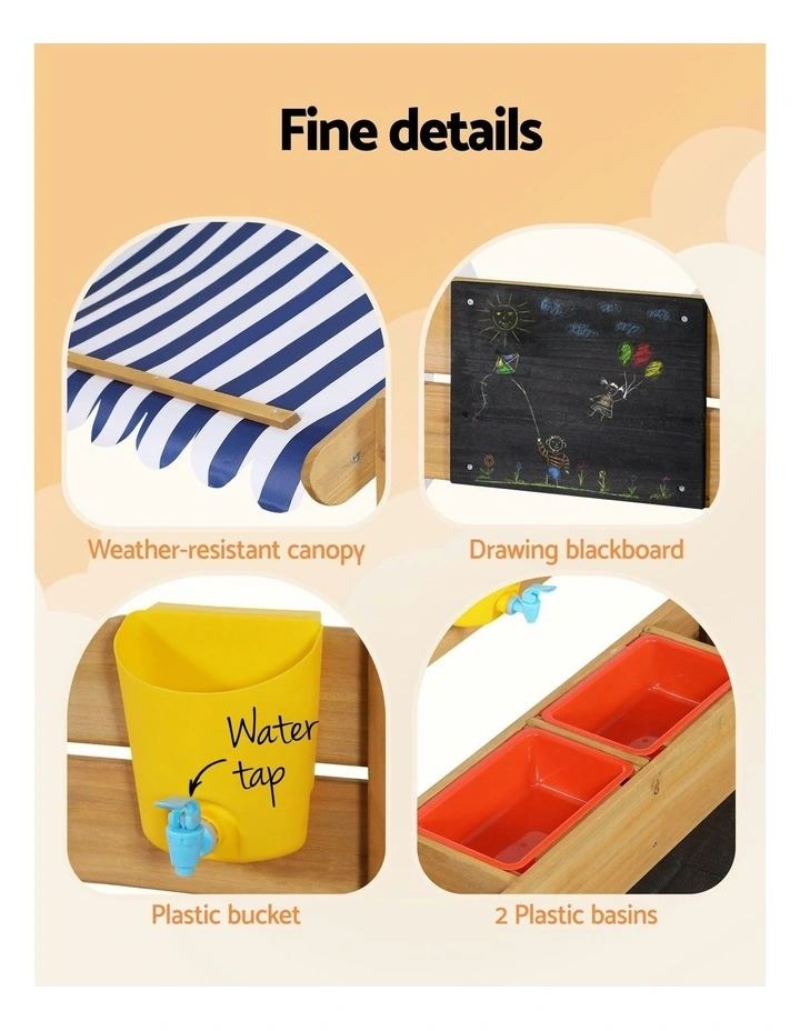Sandpit Wooden Sandbox Water Basin Toys 146cm image 6
