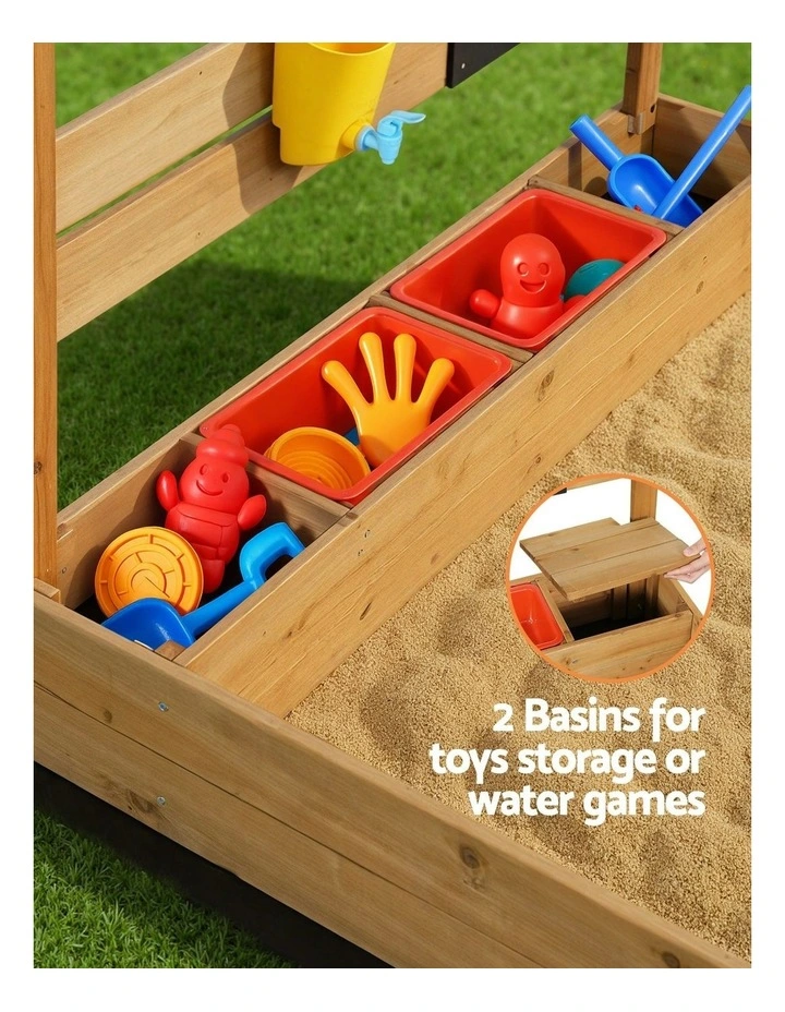 Sandpit Wooden Sandbox Water Basin Toys 146cm image 7