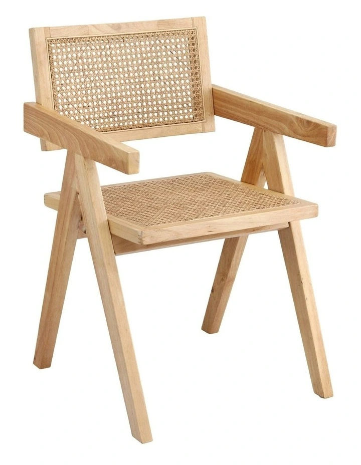1x Dining Chair Wooden Rattan Seat Rubber Wood Frame image 1