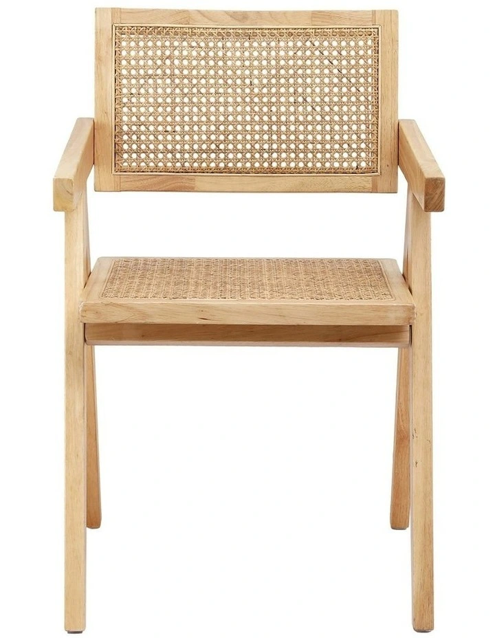 1x Dining Chair Wooden Rattan Seat Rubber Wood Frame image 2