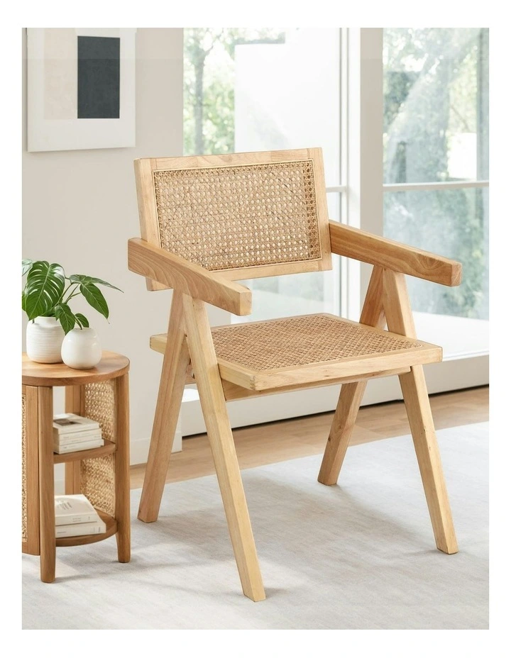 1x Dining Chair Wooden Rattan Seat Rubber Wood Frame image 3