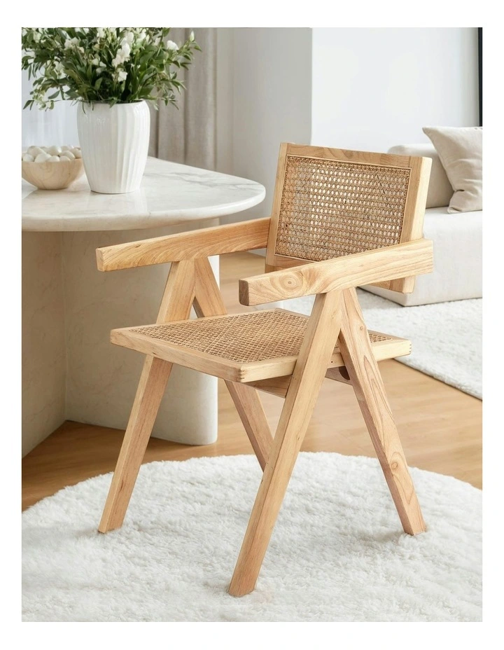 1x Dining Chair Wooden Rattan Seat Rubber Wood Frame image 5