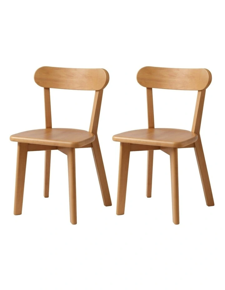 2x Dining Chairs Wooden Kitchen Accent Chair Cafe Lounge Rubber Wood image 2