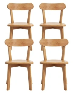4x Dining Chairs Wooden Kitchen Accent Chair Cafe Lounge Rubber Wood