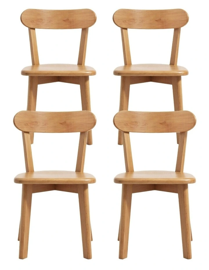 4x Dining Chairs Wooden Kitchen Accent Chair Cafe Lounge Rubber Wood image 1