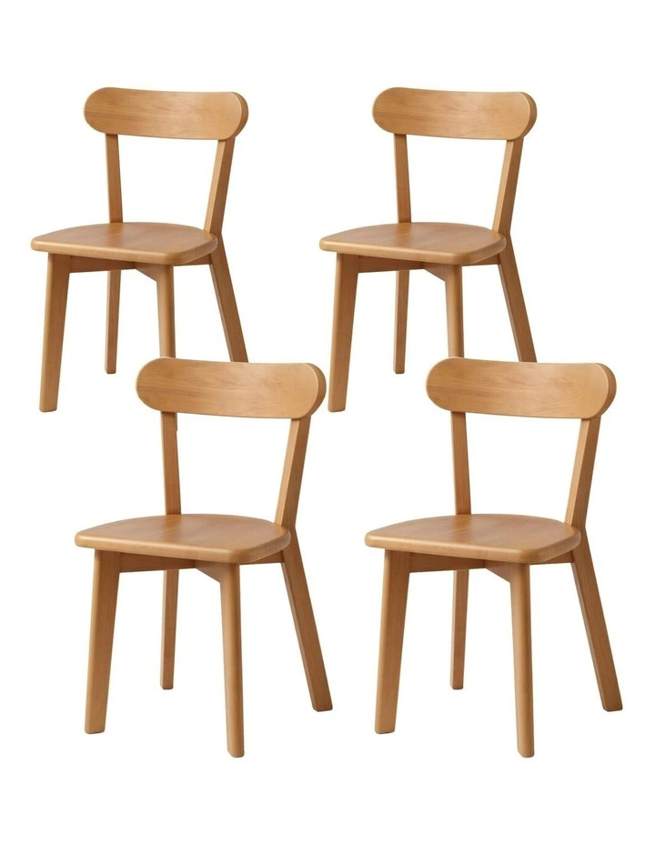 4x Dining Chairs Wooden Kitchen Accent Chair Cafe Lounge Rubber Wood image 2