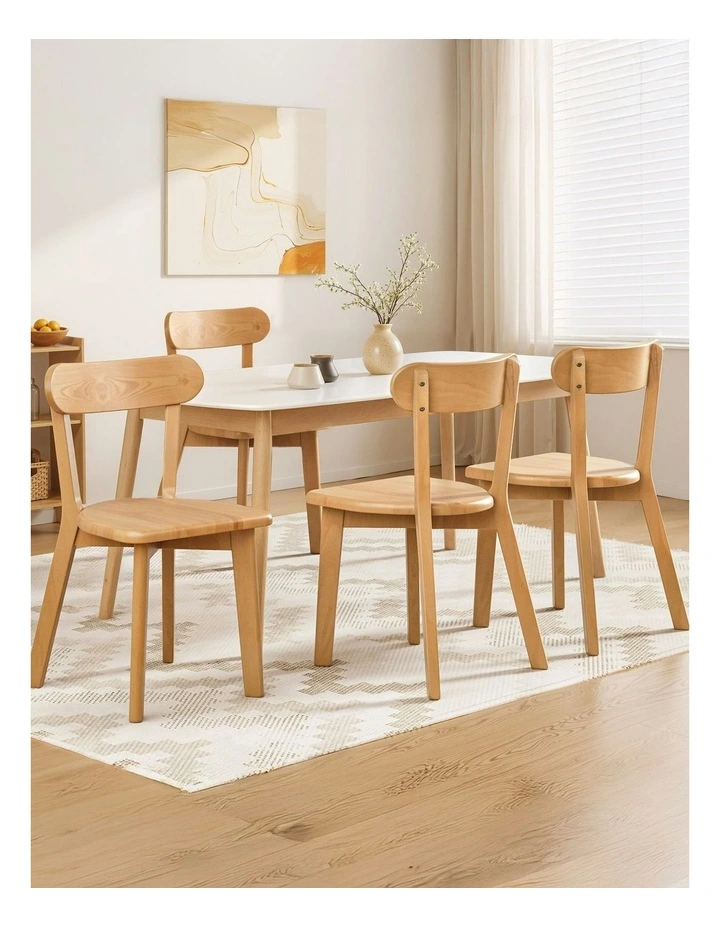 4x Dining Chairs Wooden Kitchen Accent Chair Cafe Lounge Rubber Wood image 3