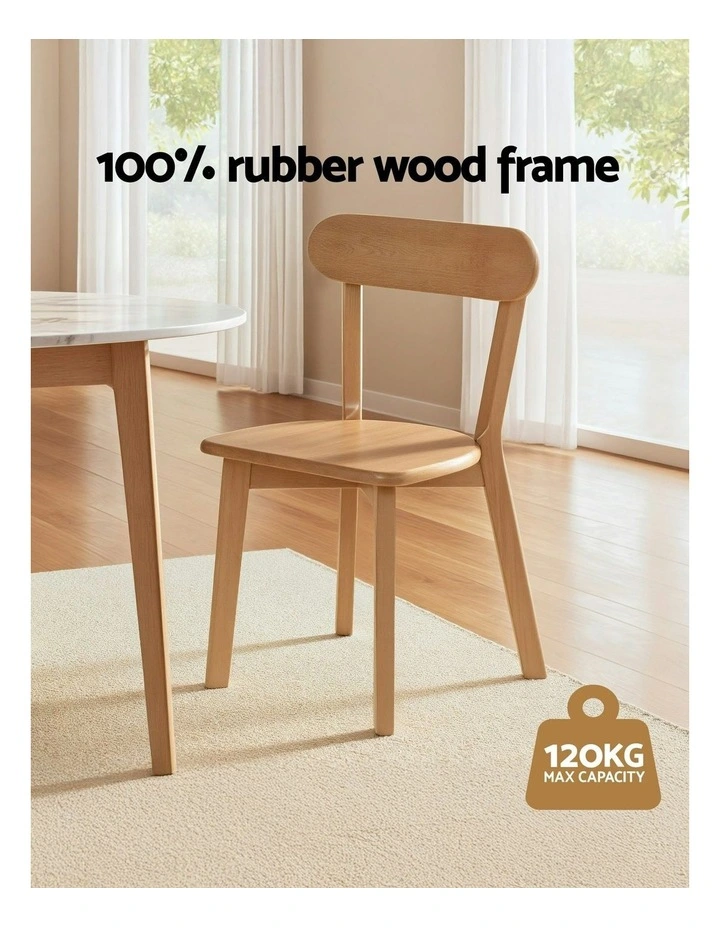 4x Dining Chairs Wooden Kitchen Accent Chair Cafe Lounge Rubber Wood image 5