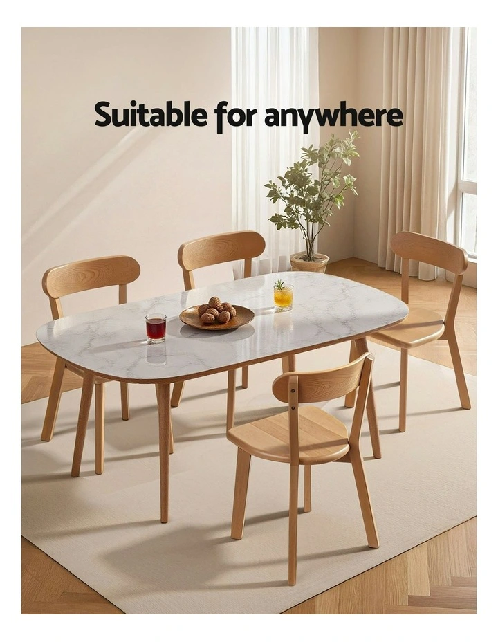 4x Dining Chairs Wooden Kitchen Accent Chair Cafe Lounge Rubber Wood image 6
