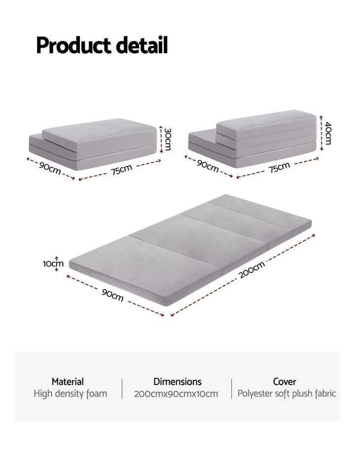Foldable Mattress Folding Sofa in Grey image 4