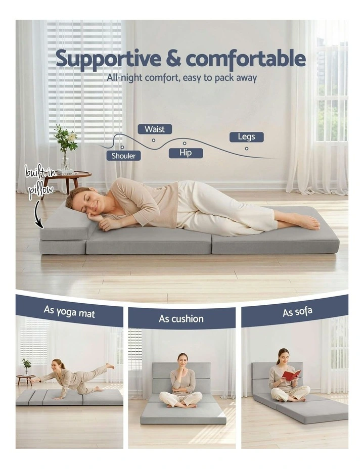 Foldable Mattress Folding Sofa in Grey image 5