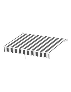 Instahut Retractable Folding Arm Awning Manual Sunshade 2.5Mx2M Grey White