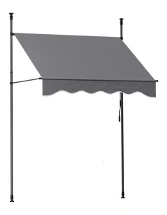 Window Fixed Pivot Arm Awning Outdoor Door Canopy 2X1.8M in Grey