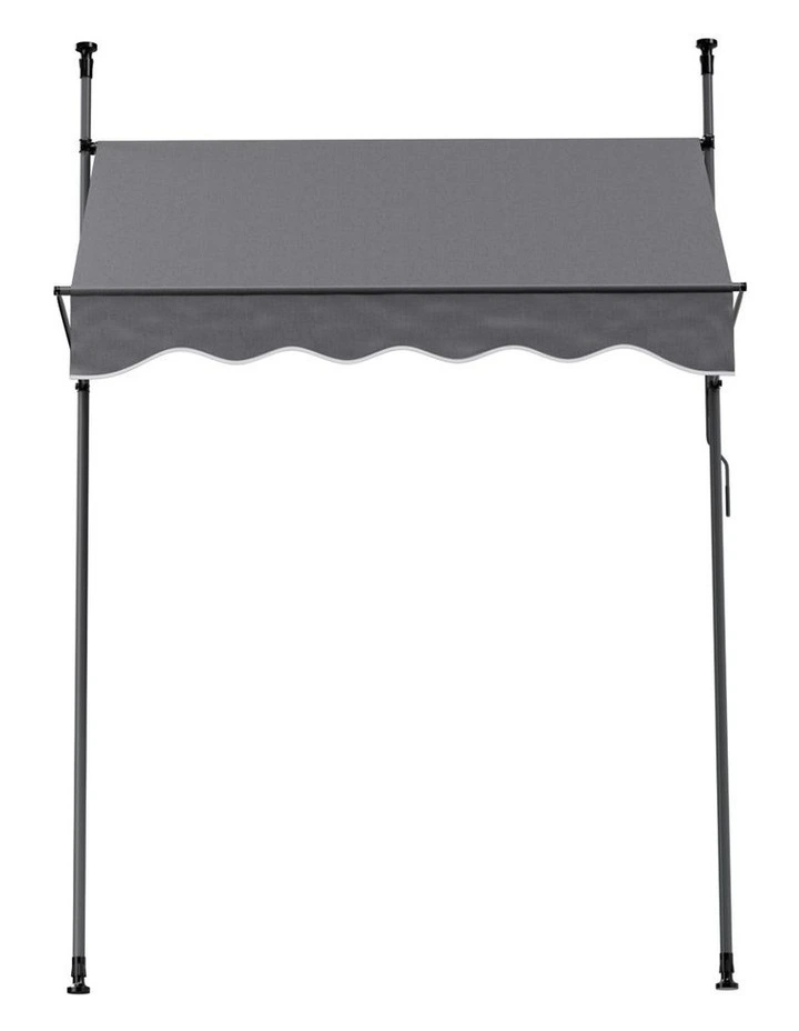 Window Fixed Pivot Arm Awning Outdoor Door Canopy 2X1.8M in Grey image 2