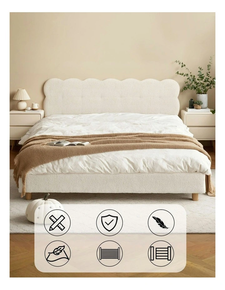 Platform Base Mattress Queen Bed Frame in White image 5