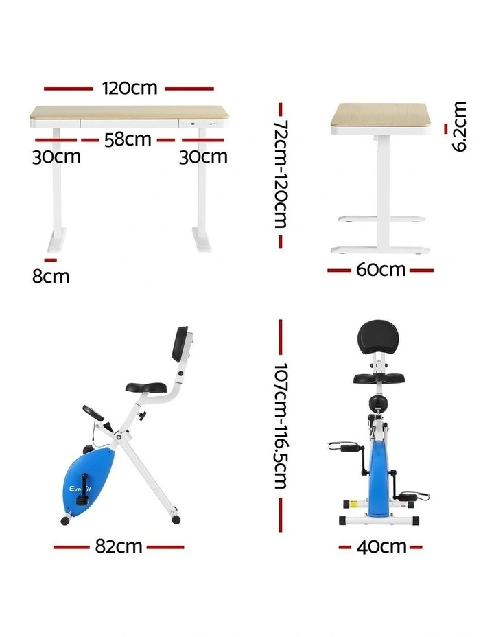 X-Bike with 120cm Automatic Standing Desk in Oak image 4