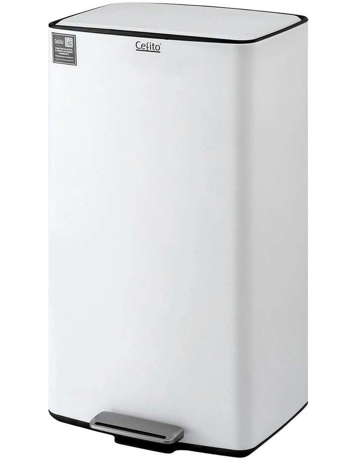 Pedal Bins Rubbish Bin Waste Recycle Dustbins Kitchen Trash Can 40L in White image 1