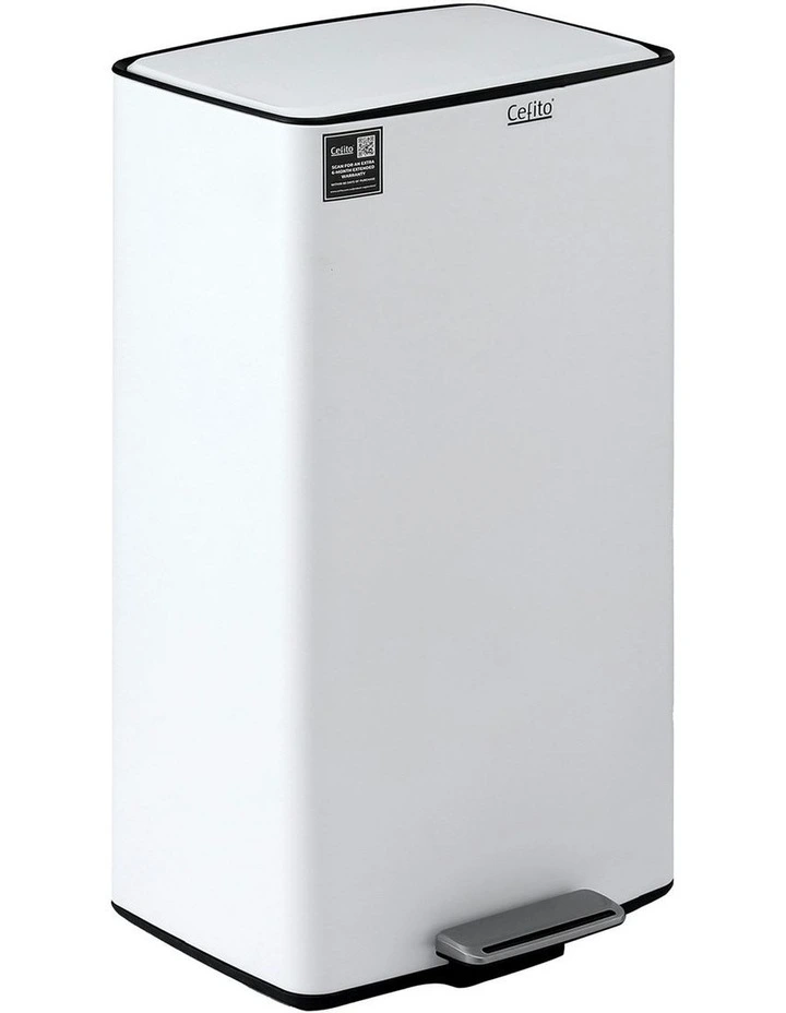 Pedal Bins Rubbish Bin Waste Recycle Dustbins Kitchen Trash Can 40L in White image 2