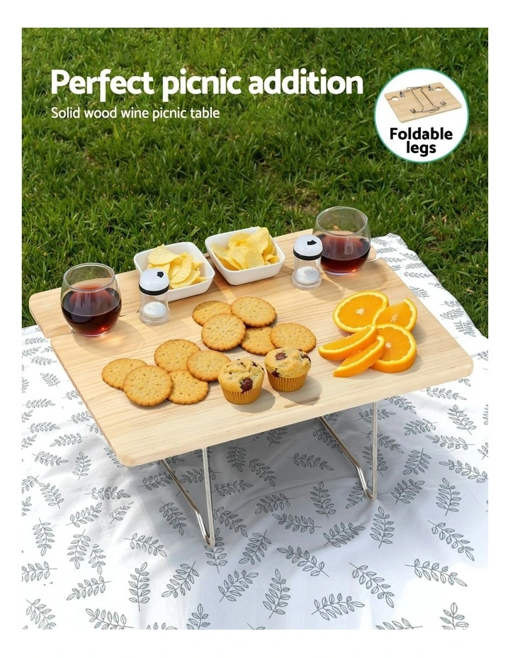 2 Person Picnic Basket Set with Table Blanket Cooler Wooden Insulated image 5
