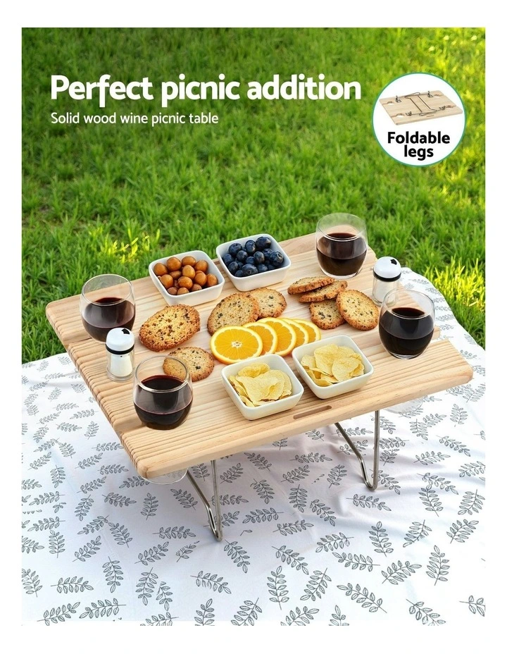4 Person Picnic Basket Set with Table Blanket Cooler Wooden Insulated image 5